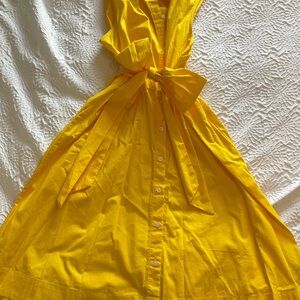 Yellow Sleeveless Button-Down Dress